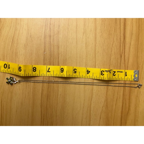 Jewelry - Green Flower Pendant Necklace Silver Tone Floral Marquise Stone 18 Inch Chain